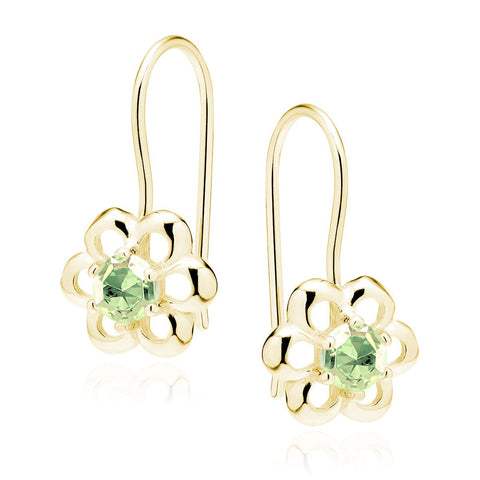 Gouden oorbellen met groene zirkonia's voor meisjes - Studio Mama